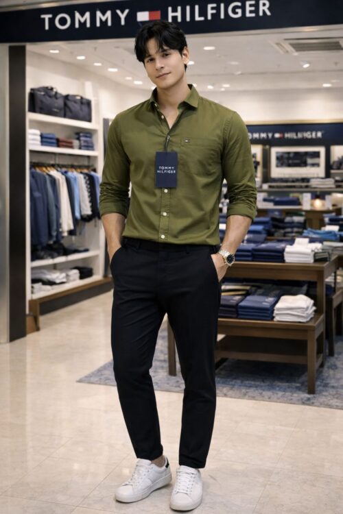 tommy Hilfiger green shrit