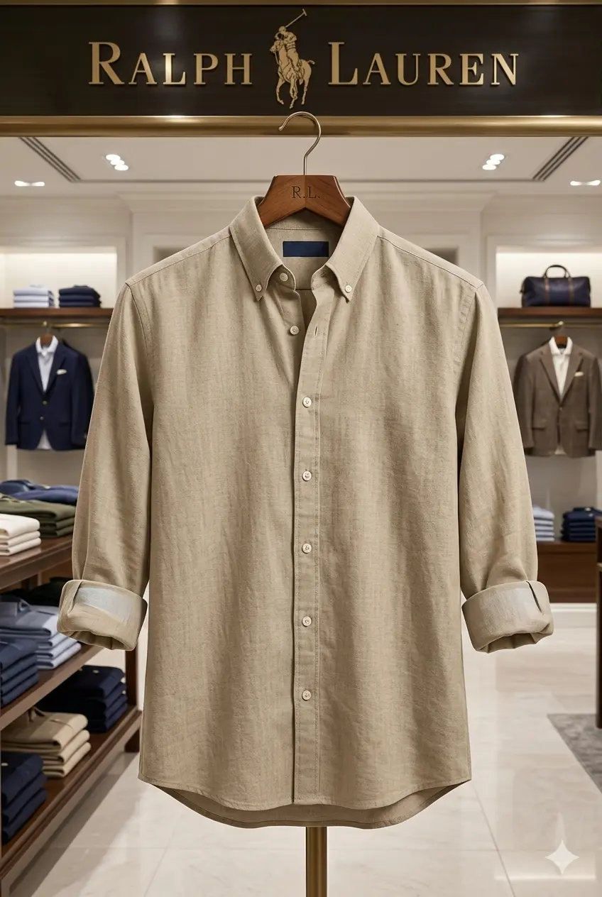 Drezola Ralph Lauren Best Oxford Men’s Premium Beige | Cotton Casual Shirt