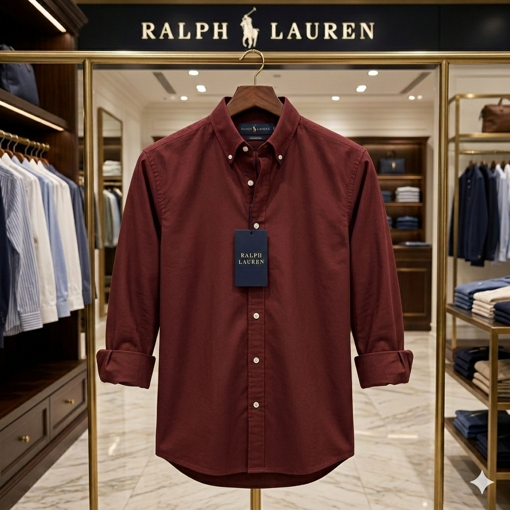 Best Premium Original Ralph Lauren Maroon Shirt – Cotton Shirt for Men