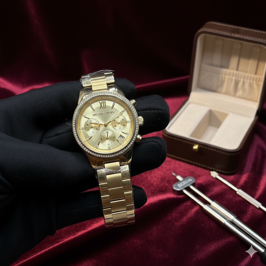 Michael Kors Gold Chronograph Luxury Watch – Premium Golden Dial & Metal Strap