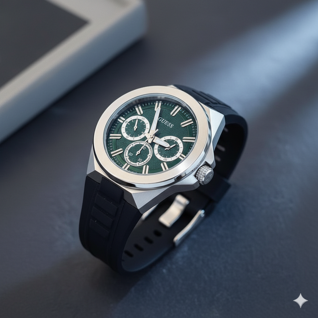 GUESS Green Dial Chronograph Watch – Bold & Modern Luxury