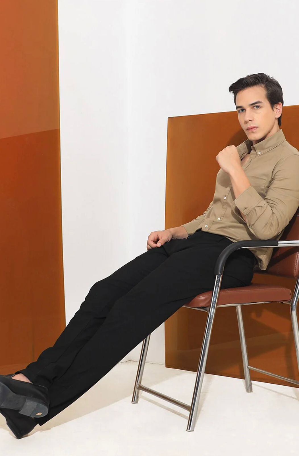 Drezola Best Oxford Premium Slim-Fit Cotton Casual Shirt – Solid Beige