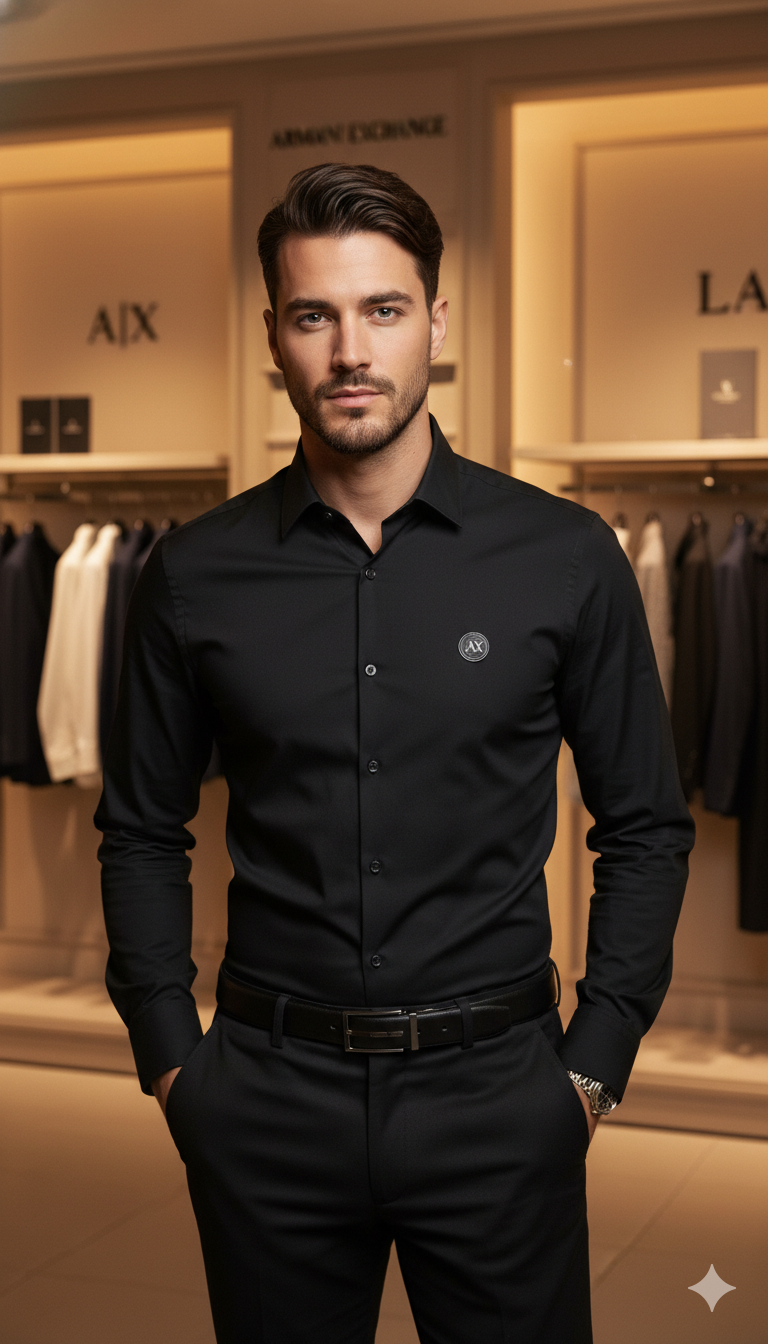 Original Armani Exchange Black Shirt for Men | Party Wear & Office Wear