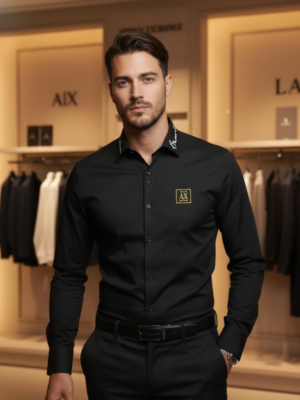 Original Armani Exchange Black Shirt for Men | Party Wear & Office Wear