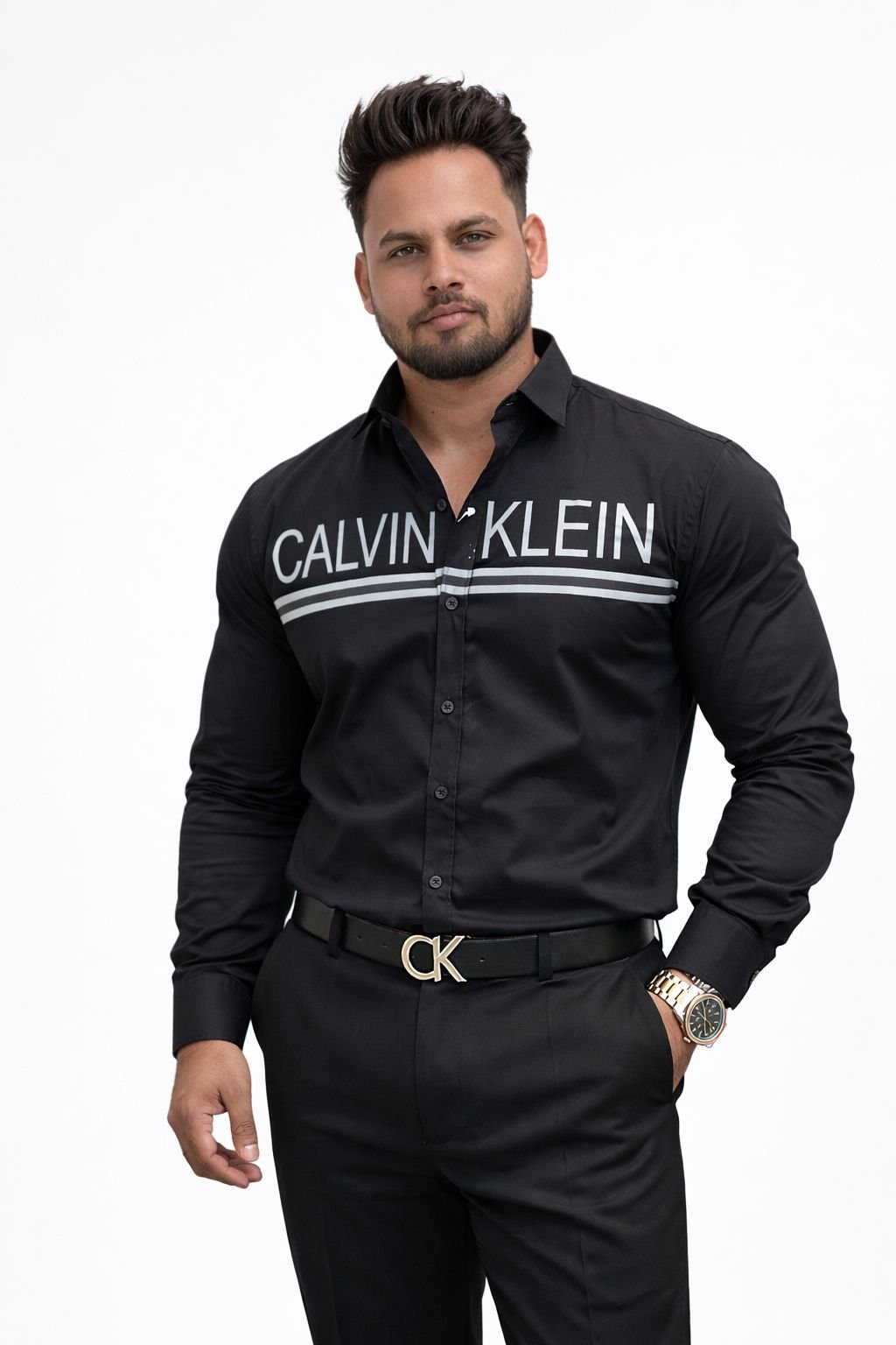 Premium Men’s CK Style Black Premium Cotton Shirt