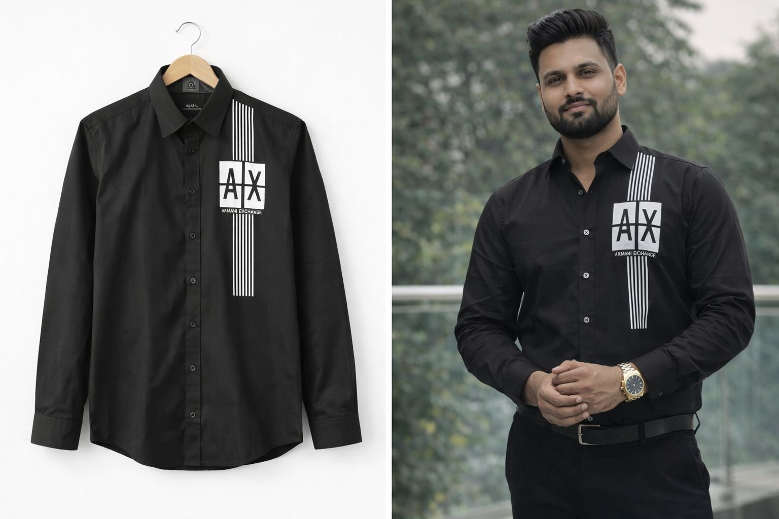 Premium Drezola Men’s Black Slim Fit Cotton Shirt | - Image 2