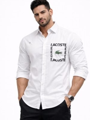 Lacoste Men’s White Cotton Slim Fit Premium shirt