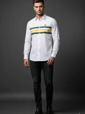 Premium Lacoste Men’s White  Cotton Shirt
