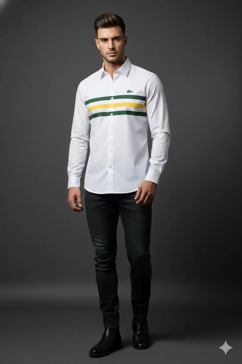 Premium Lacoste Men’s White Cotton Shirt