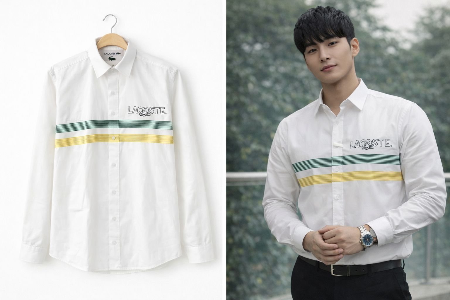 Premium Lacoste Men’s White Cotton Shirt - Image 3