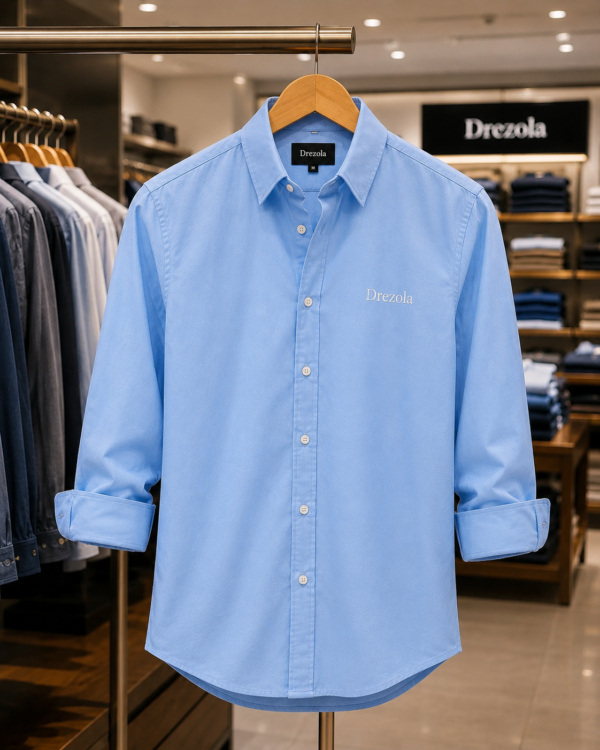Men Sky Blue Casual Shirt | Premium Cotton Blend Shirt for Men |